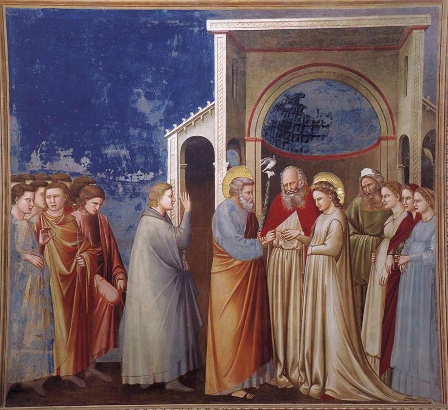Le mariage de la Vierge (1304-06), Giotto di Bondone (v. 1267-1337), Fresque, 200 × 185 cm, chapelle des Scrovegni, Padoue.